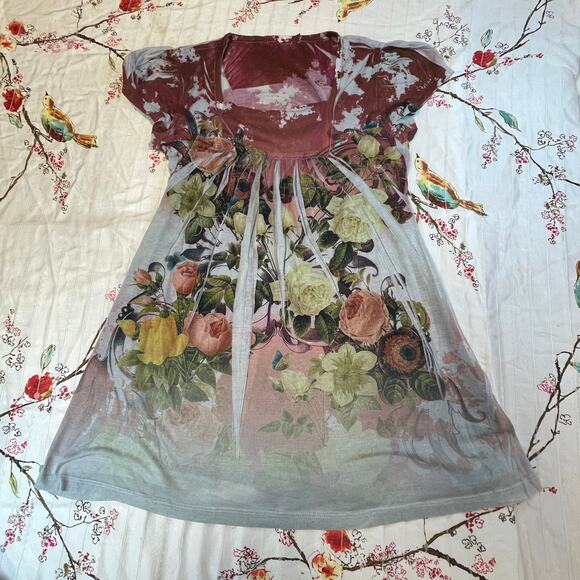 Casual Freedom Silk Blend Blouse Womens Size Small Rose Pattern Square Neck Top - Picture 12 of 13